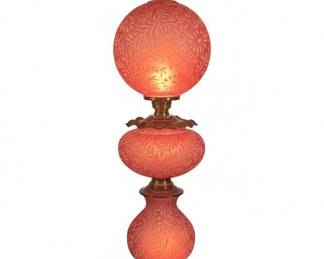 Vintage Three Tier Fenton For L.G. Wright Daisy & Fern Cranberry Opalescent Lamp