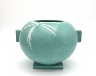 Picture 1 of 2 Roseville Art Deco Turquoise Ceramic Vase