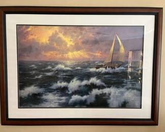 Thomas Kinkade Perseverance Framed Print Sailing Scene with Certificate of Authenticity