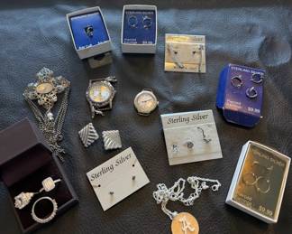 Costume Mix with Some Sterling, Watches, Rings,  Earrings