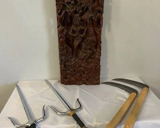 Carved Wood Wall Panel Martial Arts Items