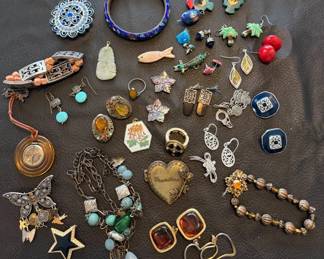 Vintage Jewelry Lot  Cloisonn, Earrings, Pendants, Bracelets  More