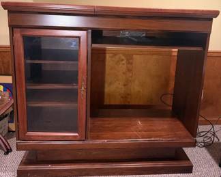 Wooden TV and Storage Cabinet with Glass Door