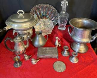 Waterford, Iridescent Glass, Weighted Sterling And Silverplate