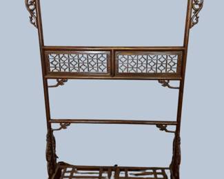 Asian Style Clothing Stand Hall Tree With Carved Details