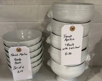 French Apilco Bowls  6 Apollo $115  7 Total Lions Head $130