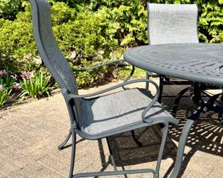 SOLD - Outdoor chair metal frame with mesh seat and back. Good condition (4 available)
