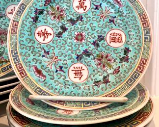 $400 - Set of 41 Vintage Chinoiserie dishes; $100 - Set of 5 dragon bowls (not pictured)