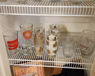 Vintage and modern logo drinking glasses, travelling bar