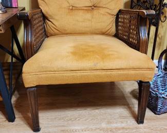 Vintage cane and velvet chair