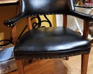 Black leather side chair