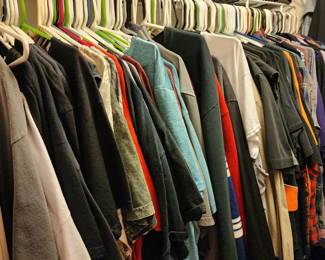 Lots of men's clothing, mostly 2XL, some others