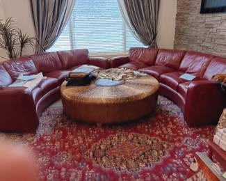 American Red Leather Round Couch, One couch Two pieces