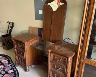 R41 - $40. Project Vanity with Mirror. Measures 56" wide x 19" deep x 30" tall. 