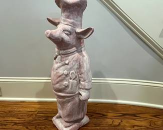 R50 - $60.  Vintage Fleur de Lis Chef Pig from Vintage Verandah - Terra Cotta. Measures 25" tall. 