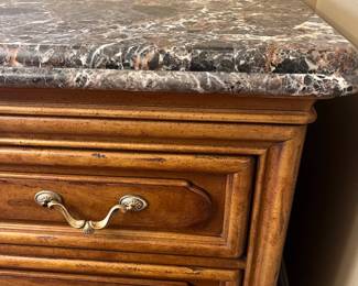 R112 - $750. Henredon Marble Top Server. Measures 44.5" x 20.5" x 35" tall. 3 drawers all slide easily - beautiful piece!