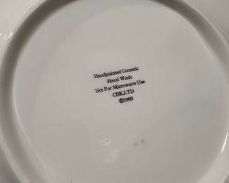 R33 - $20. Set of 3, Handpainted Ceramic Decorative Chicken Plates with holder. 