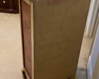 R127 - Storage Cabinet. Measures 20.25" x 14" x 38.25" tall. Has surface damage on the top. 