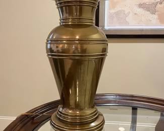R128 - $100. Frederick Cooper Brass Table Lamp - Heavy. Measures 33" tall. 