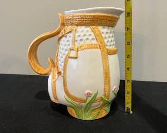 R63 - $20. Fitz & Floyd Golf Bunny Pitcher. 