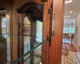 R111 - $400 EACH. Henredon Display Cabinets. Measures 40" wide x 18" deep x 83" tall. Glass shelves that are adjustable height. Excellent Condition!