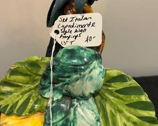 R125 - $40. Set of  Italian Capodimonte Style Wall Hangings. 13" tall each. 