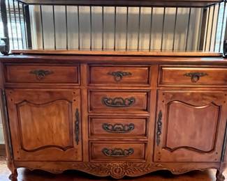 R110 - $350. Hickory White Buffet with added top. Measures 59" wide x 18" deep x 76" tall. Moves in 2 pieces. Bottom could be used as a buffet if you don't need/want the top part. 