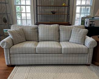R3 - $1,250. Ethan Allen Sofa. "Bennett Roll-Arm Three Seat Sofa". Measures 83" long x 36" deep x 32" tall.  Excellent condition!