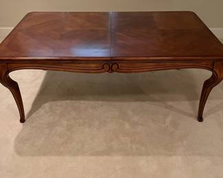 R1 - $1,450. Henredon Table with 6 Chairs. 2 Captains chairs / 4 regulars. Table Measures 76.5" x 44" x 30" tall.  2 leaves - Each leaf adds 20". Has table pads. 