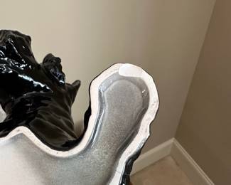 R48 - $50. Large White & Black Scottie Dog by Goebel #30 025 24. Has one chip on the bottom of the front paw of the black dog. You can't see it unless you flip it over. 16" long x 10" wide x 9" tall. 