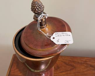 R96 - $20. Ethan Allen Lidded Urn/Vase. Measures 14" tall. 