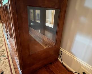 R111 - $400 EACH. Henredon Display Cabinets. Measures 40" wide x 18" deep x 83" tall. Glass shelves that are adjustable height. Excellent Condition!