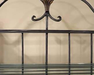 R25 - $100. Metal & Glass Bakers Rack. Measures 37" wide x 20" deep x 80" tall. 