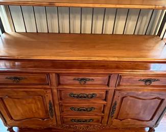 R110 - $350. Hickory White Buffet with added top. Measures 59" wide x 18" deep x 76" tall. Moves in 2 pieces. Bottom could be used as a buffet if you don't need/want the top part. 