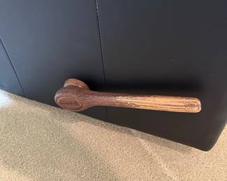 R28 -$150. Black Rocking Recliner from La-Z-Boy. Measures 34" wide x 38" tall.  Rocks until you put the foot rest out and then it locks for a nap! Soft leather - very gently used. Headrest is not stained. 