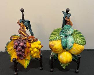R125 - $40. Set of  Italian Capodimonte Style Wall Hangings. 13" tall each. 
