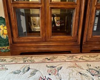 R111 - $400 EACH. Henredon Display Cabinets. Measures 40" wide x 18" deep x 83" tall. Glass shelves that are adjustable height. Excellent Condition!