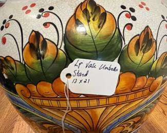 R49 - $95. Olio de Moringa Ceramic Floor Vase. Measures 13" x 21" tall. 