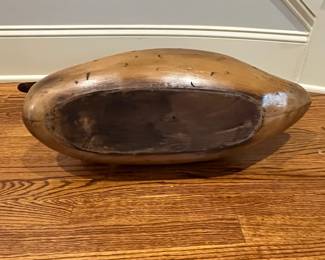 R79 - $150. Wooden Folk Art Goose. Hand painted and Signed "Anne Mondejar". Measures 30" long x 19" tall. 