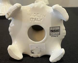 R54 - $45. Abigails Made in Italy PAIR of Candlesticks. Some crazing. Measures 14" tall. 