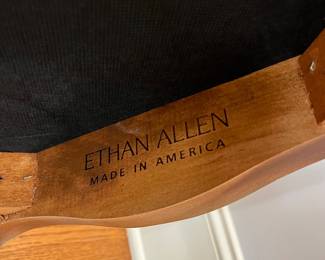 R114 - $450. Ethan Allen Table & Chairs. Measures 56" round x 30" tall. Has 1 leaf that adds 20". Table is very sturdy and in very good condition. Chairs have been heavily used and need reupholstered / tightened up. 