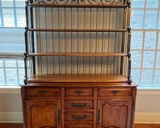 R110 - $350. Hickory White Buffet with added top. Measures 59" wide x 18" deep x 76" tall. Moves in 2 pieces. Bottom could be used as a buffet if you don't need/want the top part. 
