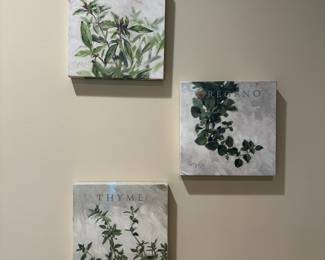 R34 - $15. Set of 3 Herb Canvas Prints. 