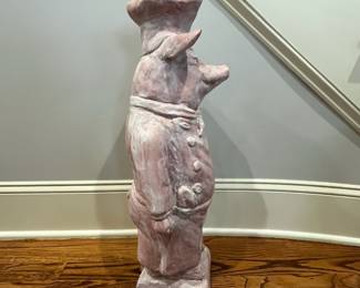 R50 - $60.  Vintage Fleur de Lis Chef Pig from Vintage Verandah - Terra Cotta. Measures 25" tall. 
