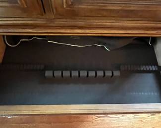 R2 - $950. Henredon Lighted Breakfront China Cabinet. Measures 70" wide x 20" deep x 92" tall. Moves in 2 pieces. 