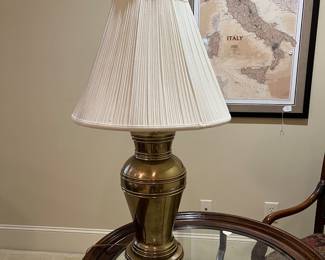 R128 - $100. Frederick Cooper Brass Table Lamp - Heavy. Measures 33" tall. 