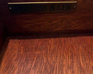 R106 - $125. Ethan Allen Side Table with Single Drawer. Measures 18" square x 29.5" tall. 