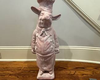 R50 - $60.  Vintage Fleur de Lis Chef Pig from Vintage Verandah - Terra Cotta. Measures 25" tall. 