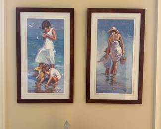 R14 - $40. PAIR of Beach Prints from Lucelle Raad. Each measures 18" x 30" framed. 