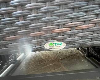 R116 - $200 PAIR.  ART Art To Real Adjustable Ratan Reclining Lounge Chairs. On the covered front porch and will look much better when the pollen is off of them! Measures 29.75" x 32.75" x 38" tall. 